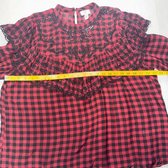River Island Plus Womens 18 Top Picnic Plaid Whimsigoth Witchy Goth Emo Autumn - Picture 5 of 9
